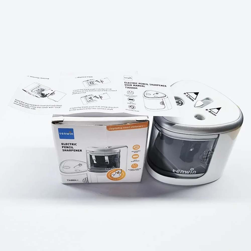 

TENWIN Electric double-hole pencil sharpener Quick sharpening school supplies for 6-12mm pencils(Battery Not Included)