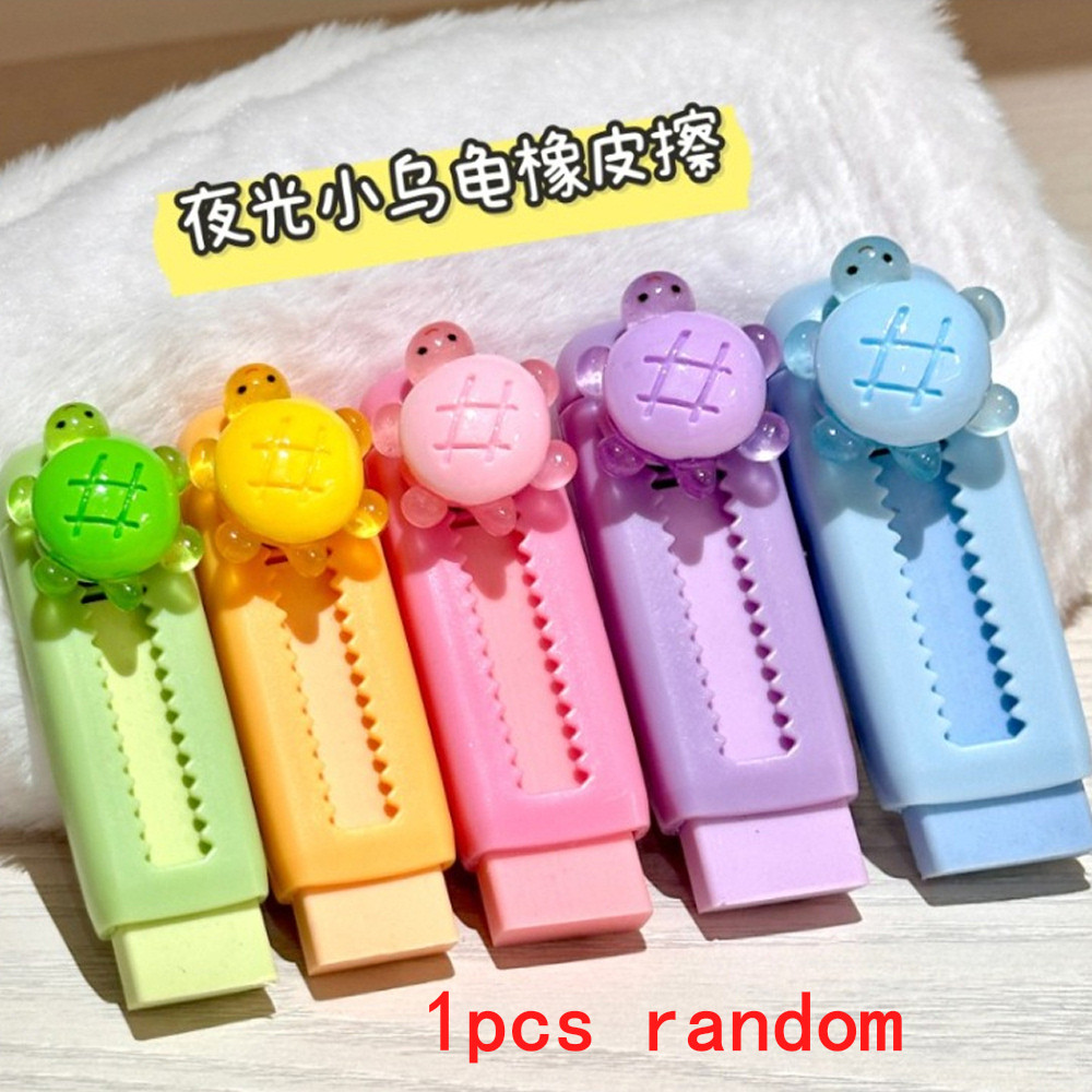 

New Night Light Cute Turtle Push Pull Color Eraser Cartoon Animal Clean Leave No Trace Children's Day Gift Stationery Material