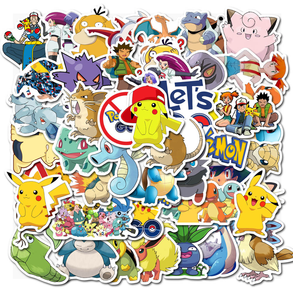 

50PCS Pokemon Stickers Kawaii Cute Pikachu Skateboard Bicycle Guitar Book Laptop Movie Anime Cartoon Stiker Pack Kids Toy Gift