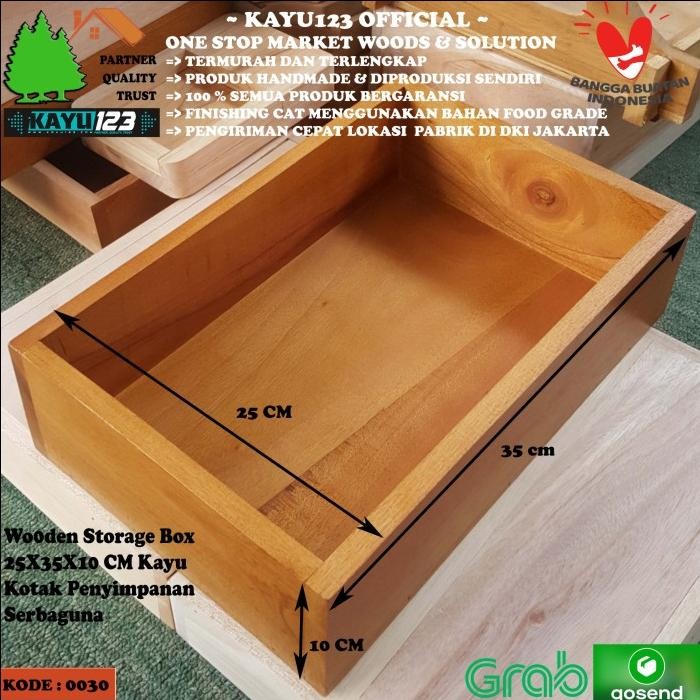 Wodden Storage Box 25X35X10 CM Kayu Kotak Penyimpanan Serbaguna - 30x25x10