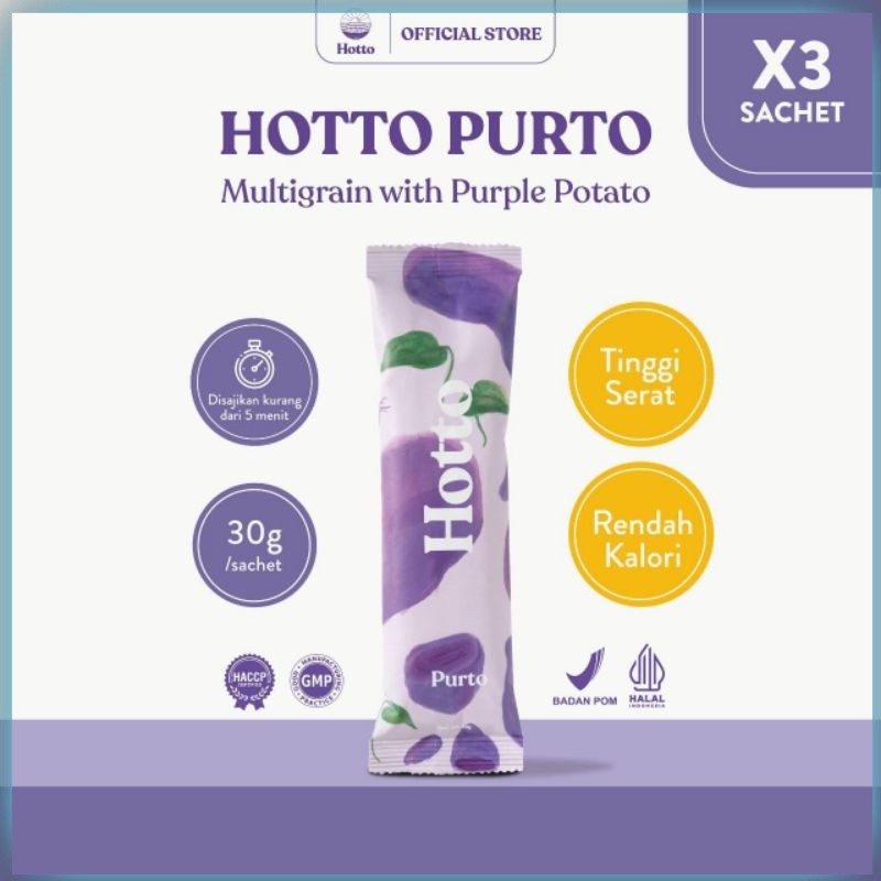 

Hotto Purto Oat 3 Sachet Multigrain Eceran Per sachet Halal Hotto Purto