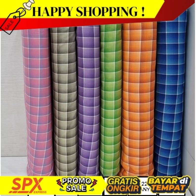 SUKA Kain Kotak Seragam 8 Violet Pucuk Biru Oranye  lebar 115cm (Harga per 0,5m) SKPD