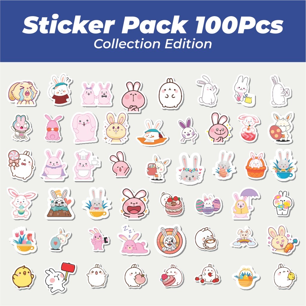 

Hot Sticker Hewan Kelinci Lucu Anti Air Stikers Berperekat Waterproof Sticker Decal Buat Motor Helm Buku Journal Koper Casing HP Laptop Botol Minum