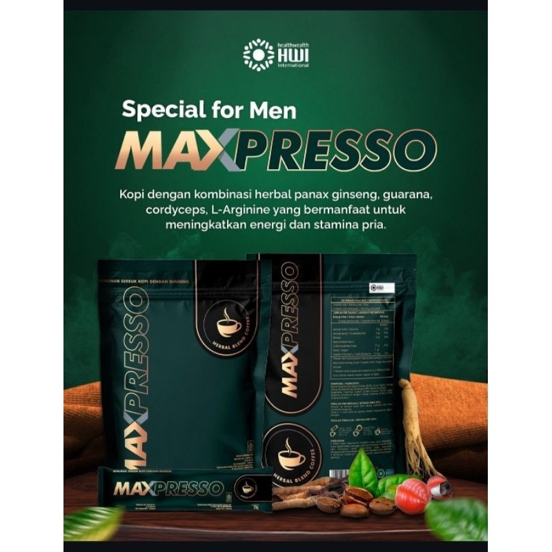 

MAXPRESSO HWI 100 % ORIGINAL/KESEHATAN/STAMINA/VITALITAS PRIA.