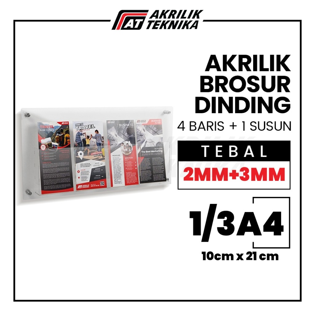 

Rak Brosur 1/3 A4 4 Baris Akrilik / Display Menu Meja / Acrylic Flyer Holder