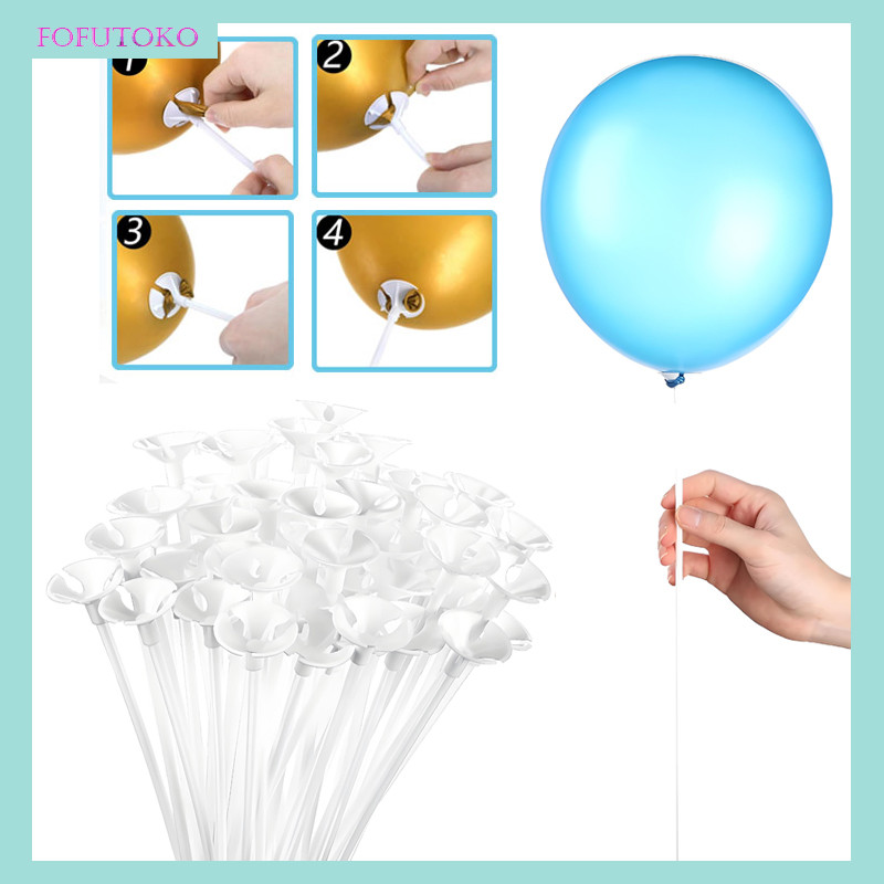 20PCS Tangkai Balon Putih / Stik Pegangan Balon Panjang 32 Cm / Pegangan Cup Balon / Pegangan Balon