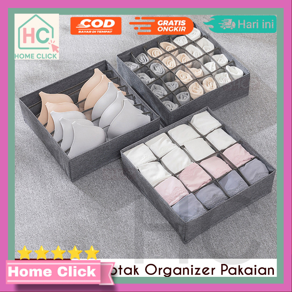 Kotak Penyimpanan Serbaguna Organizer Kain Sekat Laci Lemari Tempat Penyimpanan Celana Dalam Kaos Ka