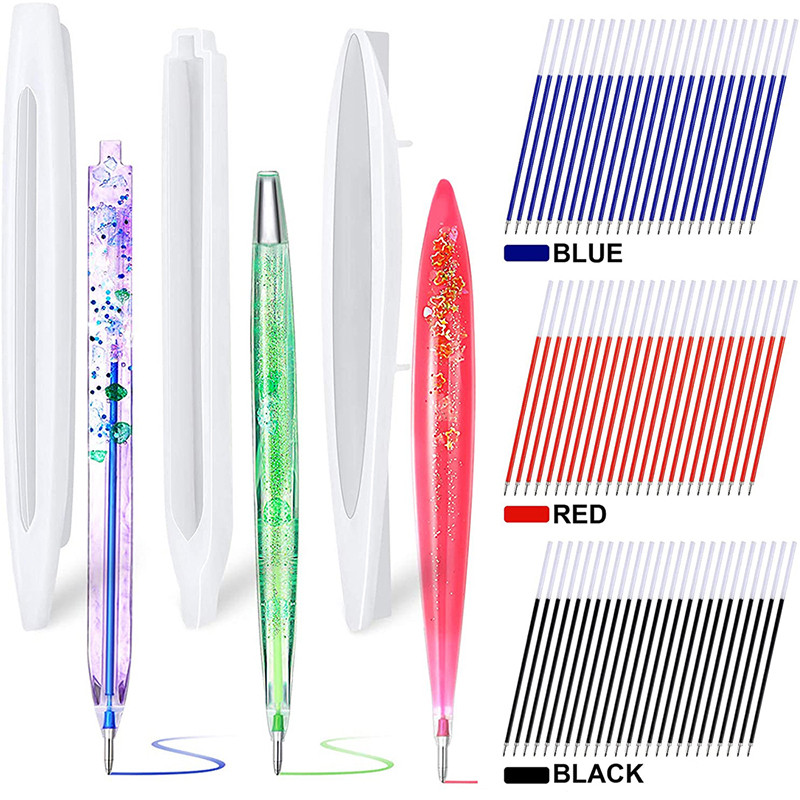 

Transparent Pen Silicone Moulds Epoxy Casting Mold Pen Shape Dried Flower Resin Molds Craft DIY Ballpoint Pen For Friend Gifts