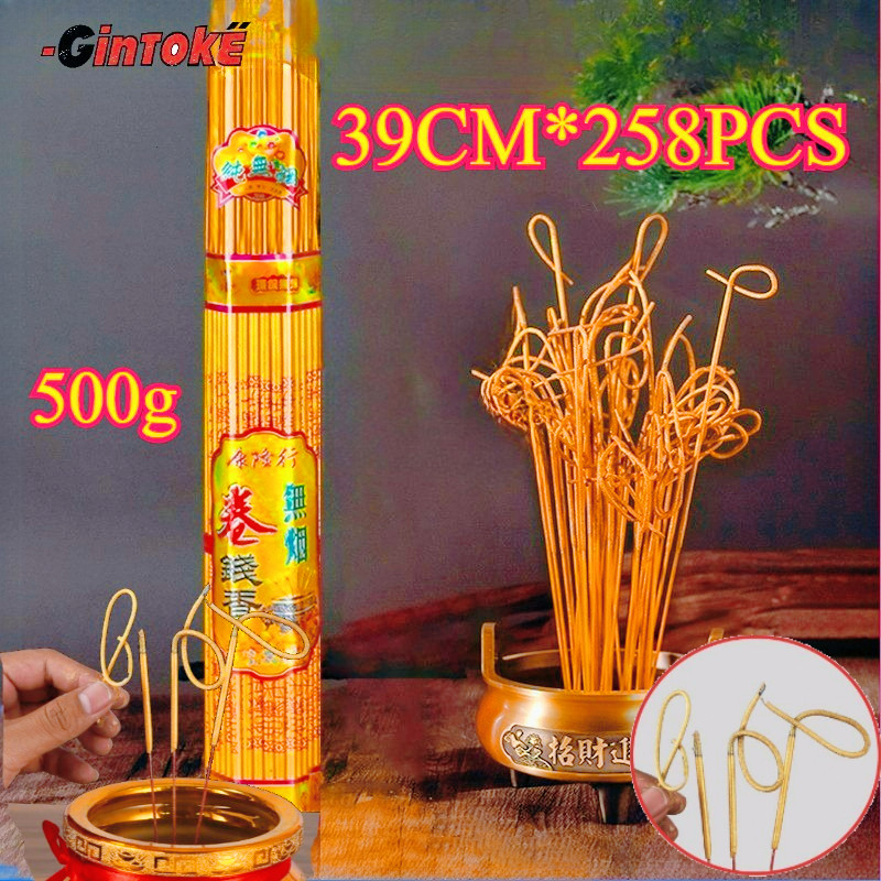 500g 258pcs Uang Dupa Sembahyang 39cm Dupa Sembahyang Dupa Hio Cendana Emas Dupa Uang Panjang Dupa H