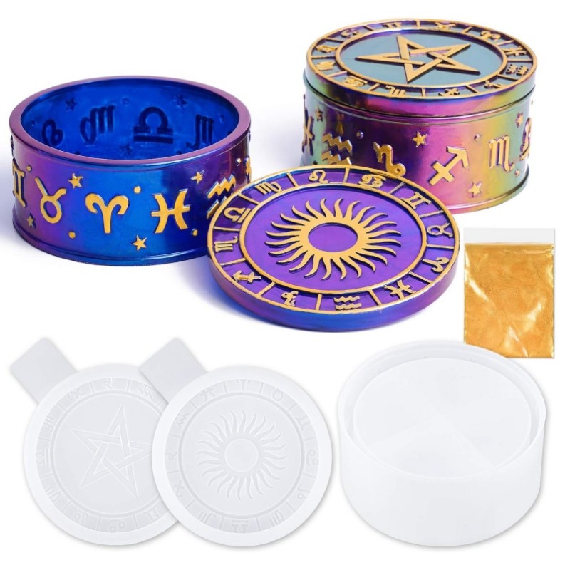 

DIY Twelve Constellations Storage Box Silicone Mold Starry Sky Five Pointed Star Table Mirror Epoxy Mold Home Decoration