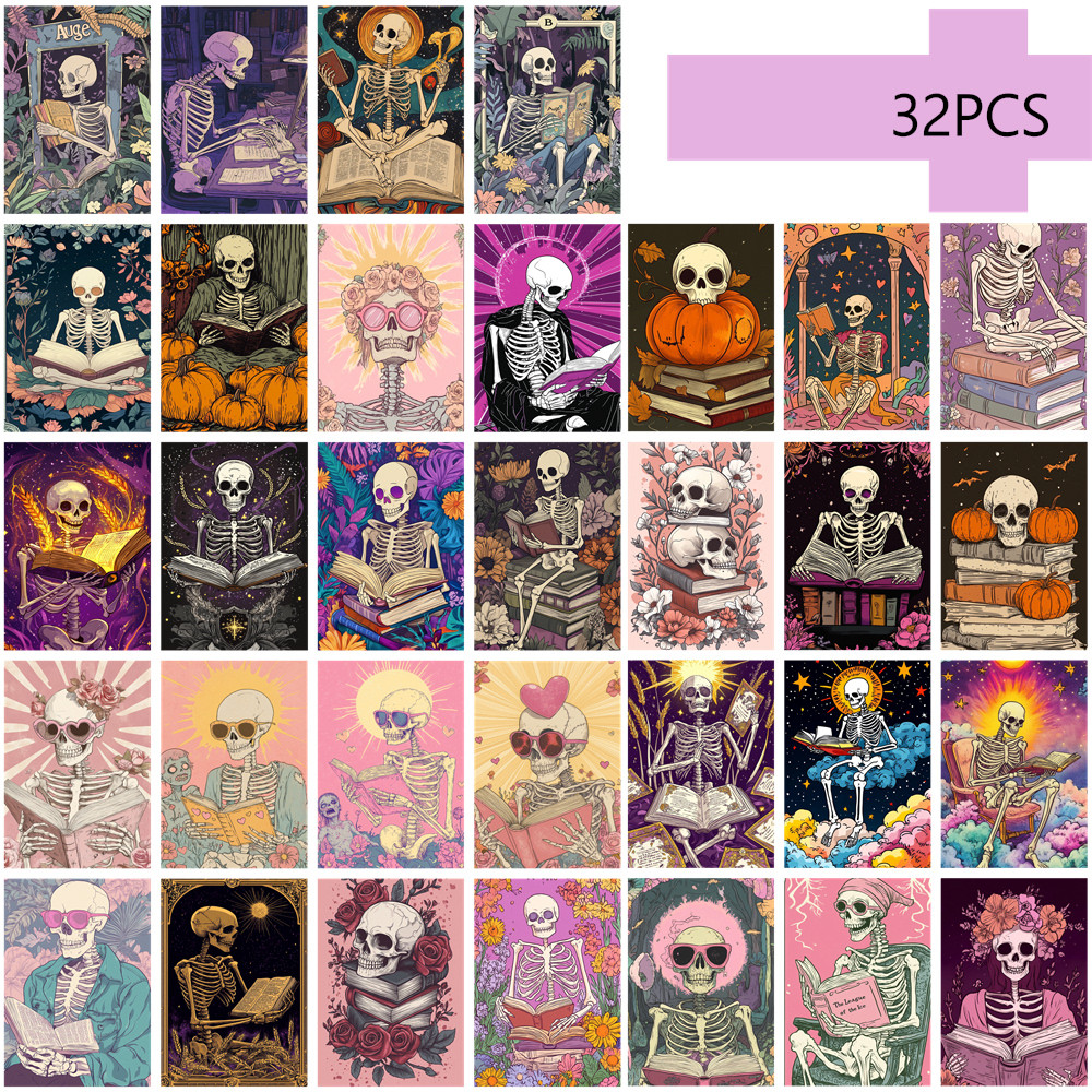 

32pcs, Pink Purple Diablo Skull Postcard Set, Dark Sweet Style Postcards, Mailing Cards, Holiday Cards, Collectibles