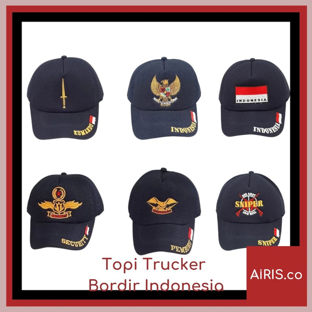 Topi Trucker Double Mess Bordir Indonesia/Sampai di Hari Yang Sama Pakai Instant*/Topi Jaring Bordir