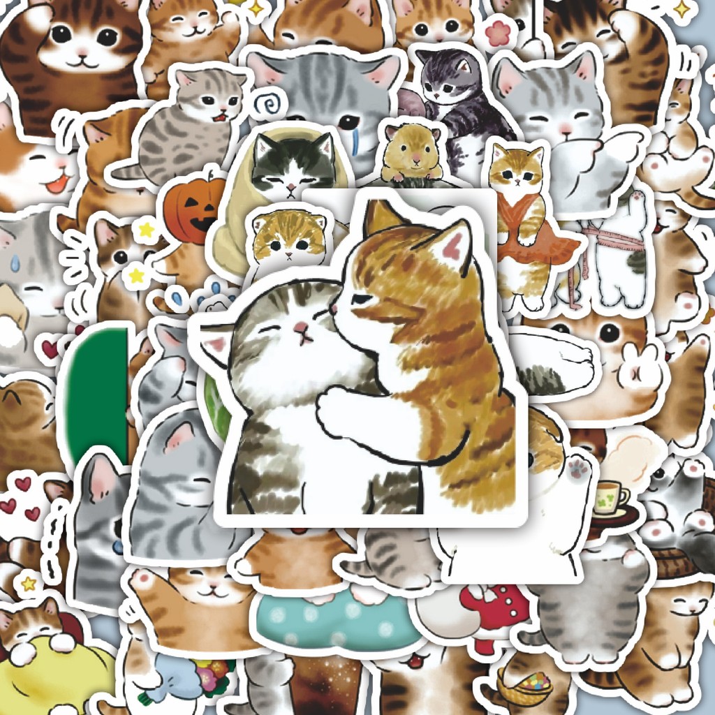 

100PCS Lucu Stiker Kawaii Kitten V2 [Kucing] Stiker Aesthetic Stiker Anti Air Stikers Berperekat Waterproof sticker decal buat Motor Helm Buku Journal Koper Casing HP Laptop Botol Minum Hadiah anak