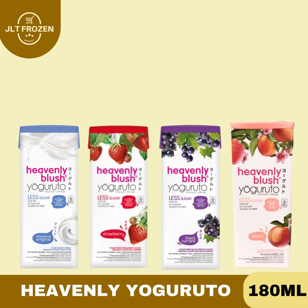 

Heavenly Blush Yoguruto Drink / Minuman Yogurt Rasa Wholeome Original / Stroberi / Blackcurrant / Peach 180ml