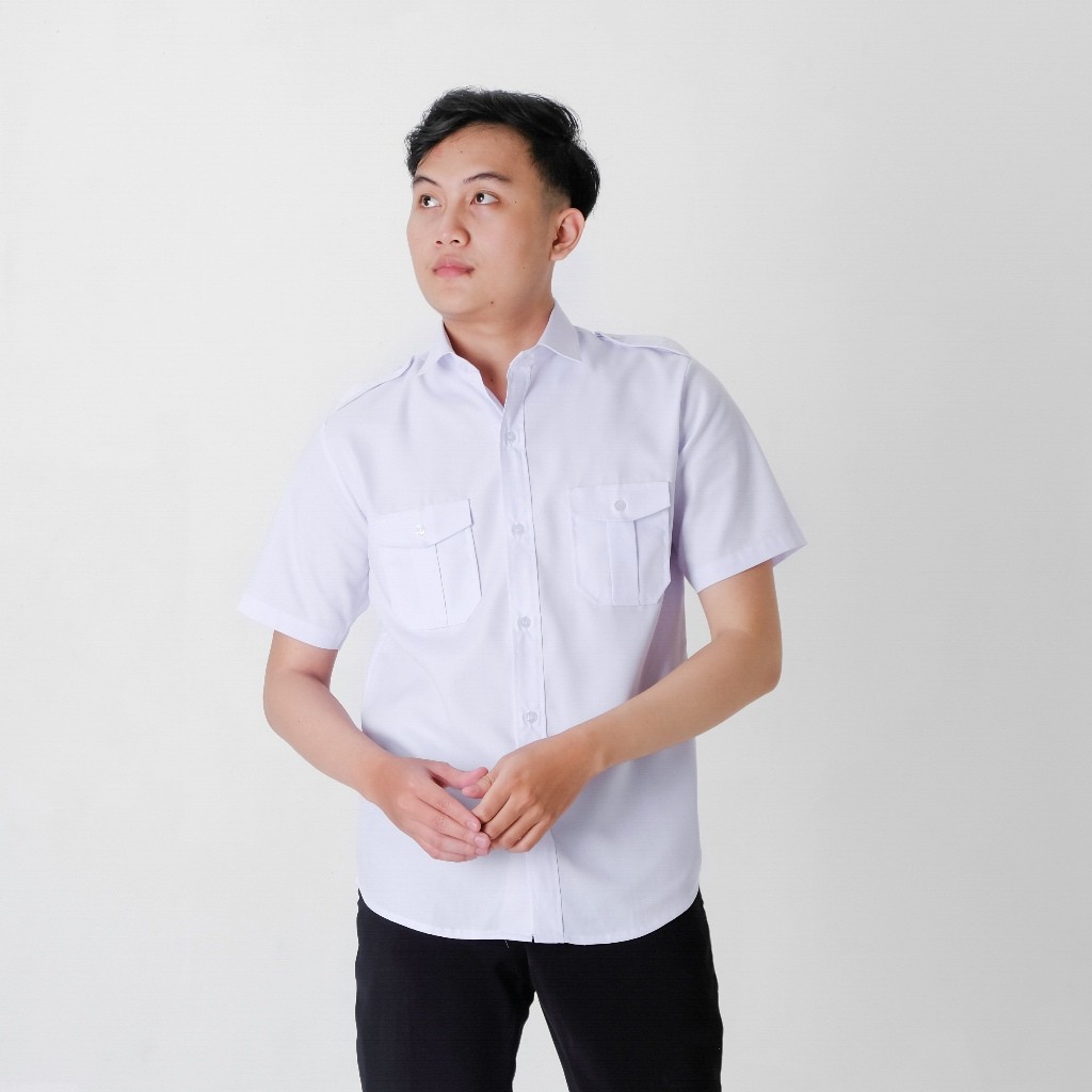 Kemeja Kerja Seragam PNS Pria Putih Baju Kerja Atasan PDH Seragam Pria