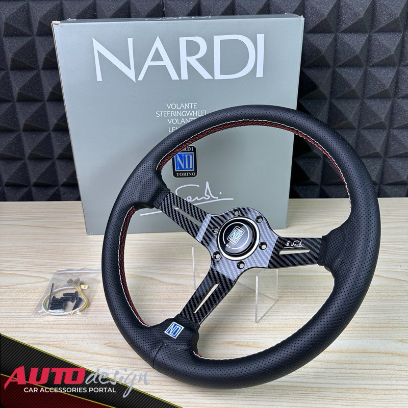 Nardi Stir Racing Mobil Kulit Motif Karbon Semi Celong Premium Universal