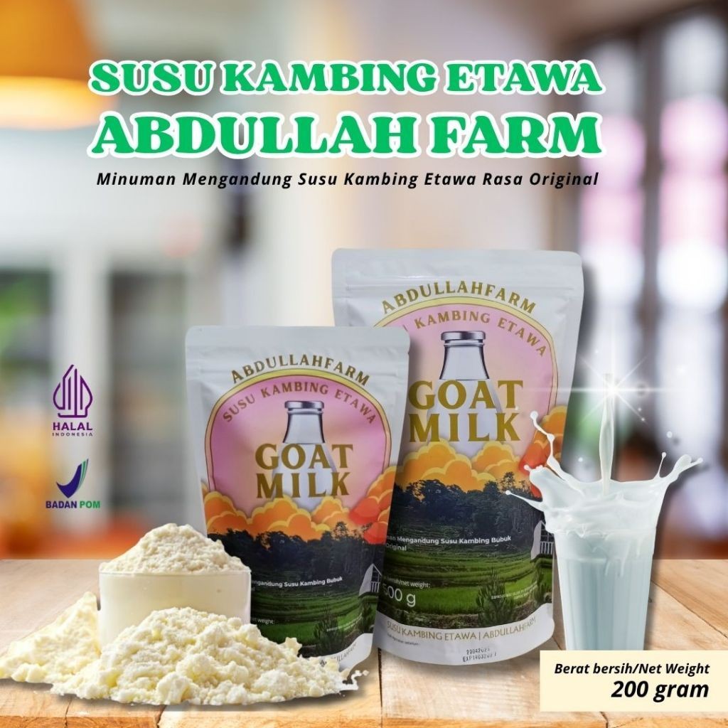 

Abdullah Farm Susu Kambing Etawa Bubuk Rasa Original Kemasan Premium 200gram