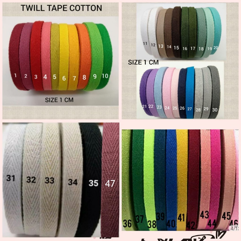 1 YARD (90 cm)  - Twill Tape | Pita Katun | TWILL COTTON TAPE