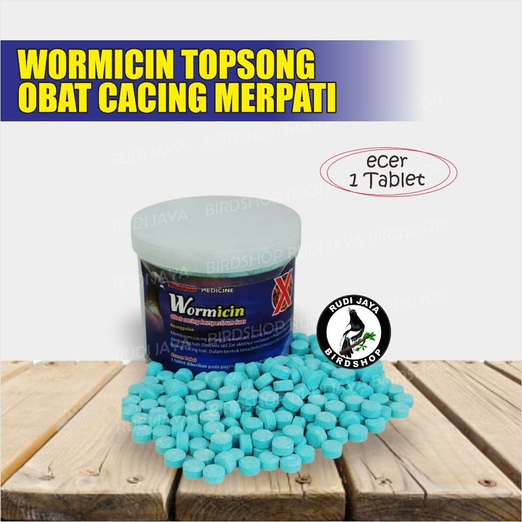 SEDIA WORMICIN 1 BUTIR TOPSONG OBAT BURUNG MERPATI DERKUKU PERKUTUT SAKIT CACINGAN