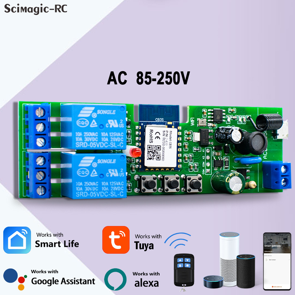 WiFi Tuya Smart 2  Swit  220V 10A Relay Module APP Remote Control USB 5V 110V 220V 85-250V RF433 Rec