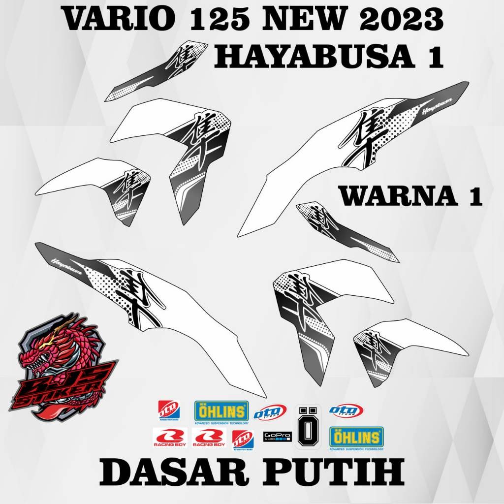 Stiker vario 125 esp new 2023 - stiker striping honda vario 125 esp new 2023 hayabusa 1 putih