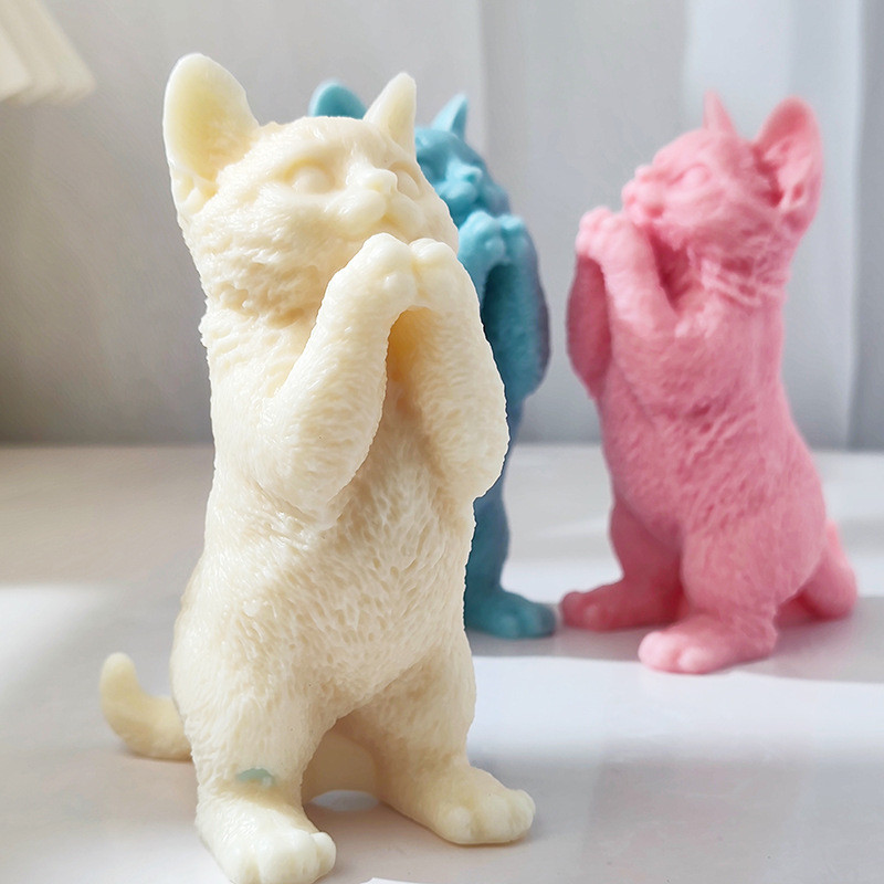 

Big Size 22CM Standing Cat Candle Silicone Mold Animal Soy Wax Silicone Mould Cats Lover Home Decor Gift dog candle mold