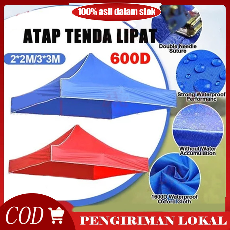 Terpal Atap Tenda Polyester Import Lipat 2x2 3x3 Murah 600D Anti Air / Panas / Tenda Lipat Terpal At