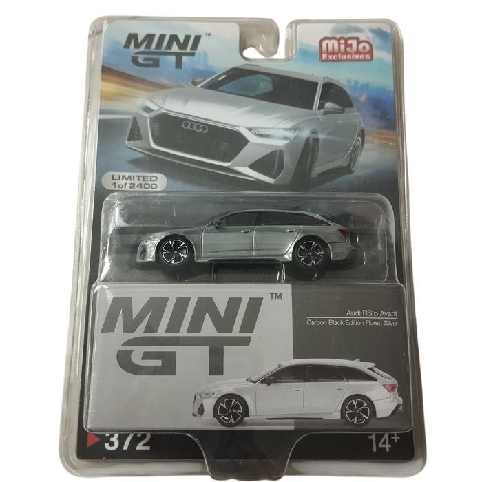 ORIGINAL MGT00372-MJ - CHASE Mini GT 1/64 Audi RS 6 Avant Carbon Black Edition Florett Silver