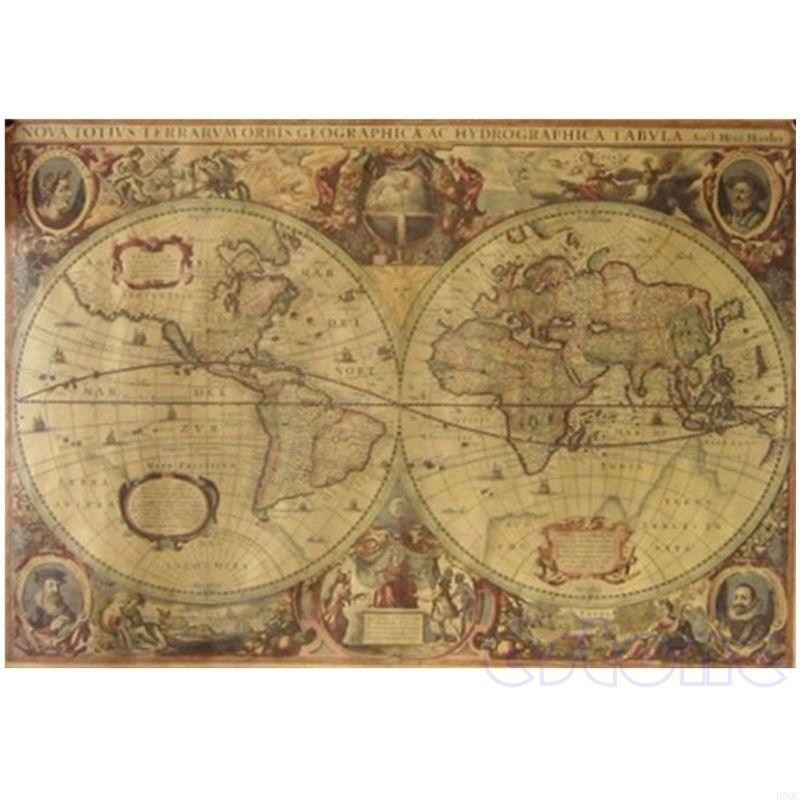 

71x50cm Retro Vintage Old World Map Matte Brown Paper Poster Home Decor D5QC