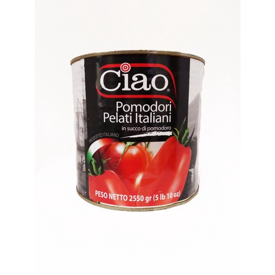 

Tomato Peeled Ciao / Tomato Whole Peeled Ciao / Tomat Kupas Dalam Kaleng CIAO - 2550 GRAM