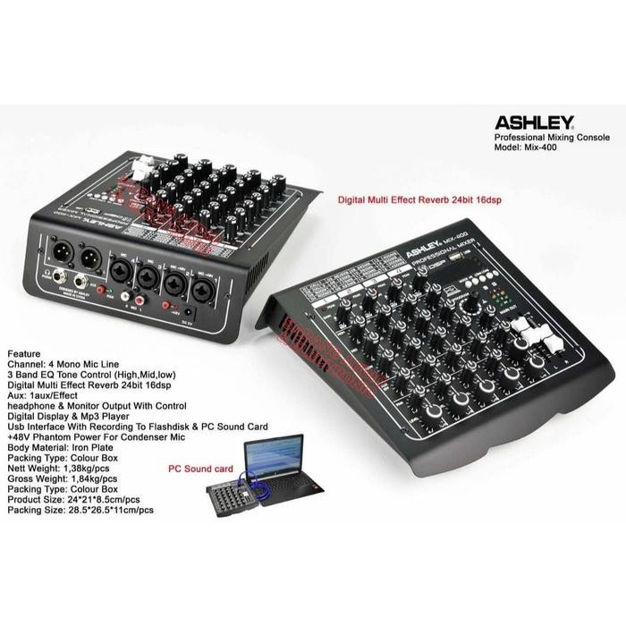 Mixer audio ashley mix 400 original 4 channel mix400 mix-400