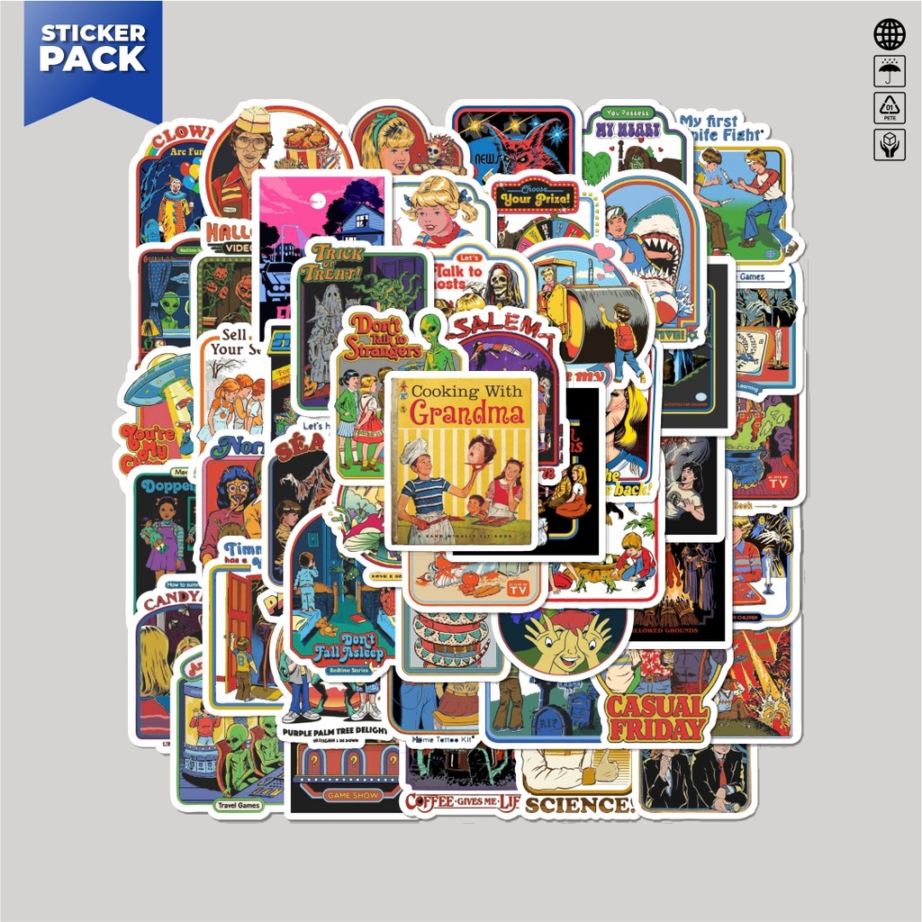 

[100PCS]Stiker Pack Stiker Retro Ghost Art Series 01 Aesthetic Vinyl Anti Air Dekorasi Sticker Laptop Buku Journal Koper Helm Casing HP Gitar Helm Skateboard