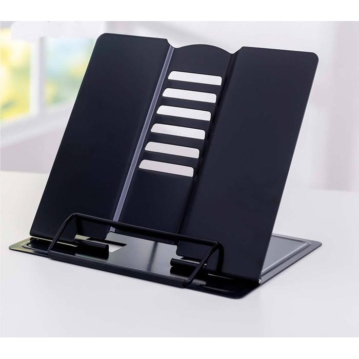 

Triple W Portable Metal Adjustable Book Holder Penyanggah Buku Majalah - Black