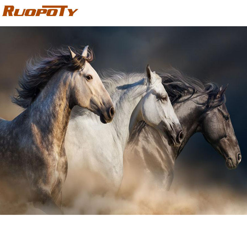 

RUOPOTY Frame Horse DIY Painting By Numbers Animals Kit Coloring By Numbers Wall Art Picture Acrylic Paint On Canvas Home Decor