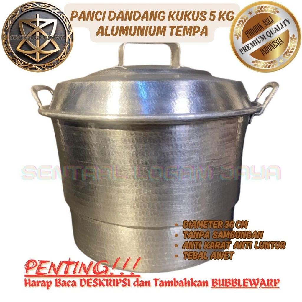 Panci Dandang Pengukus Nasi 5 kg Alumunium Tempa Tebal Anti Luntur Anti Karat