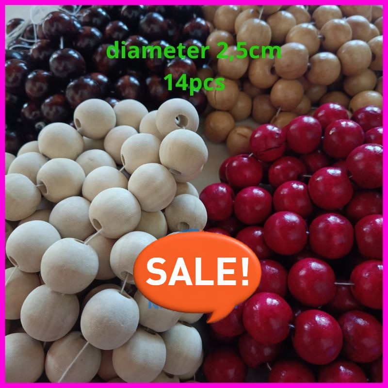 manik kayu bulat 2,5cm | manik kayu macrame 25mm | monte kayu macrame 25mm | manik kayu bulat macram