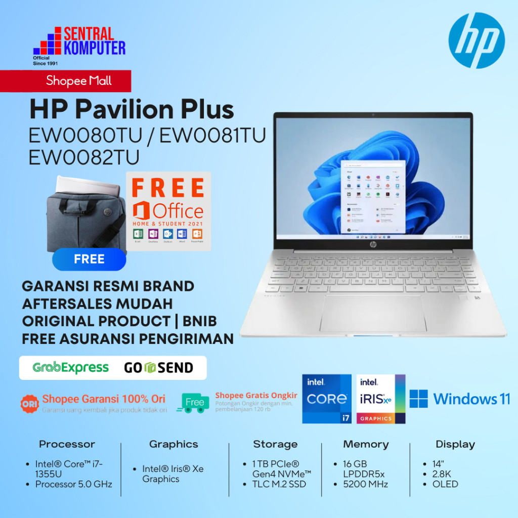 HP Pavilion Plus Laptop 14 Evo Intel i7 1355U 16GB 1TB SSD 14" 120HZ OHS W11