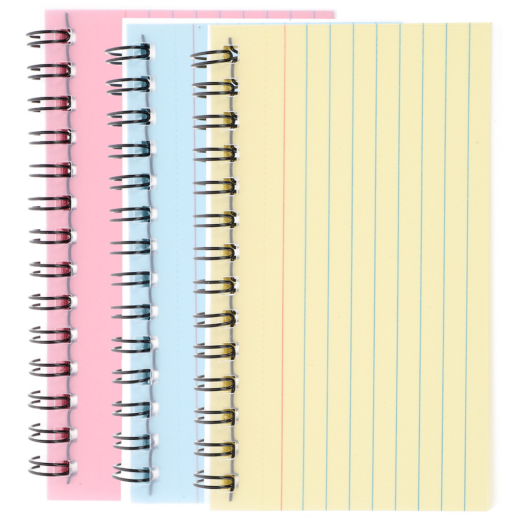 

3 Pcs Mini Spiral Notebooks Horizontal Line Colored Lined Pad Pink Yellow Blue Portable Index Cards Study Travel Small Notepads
