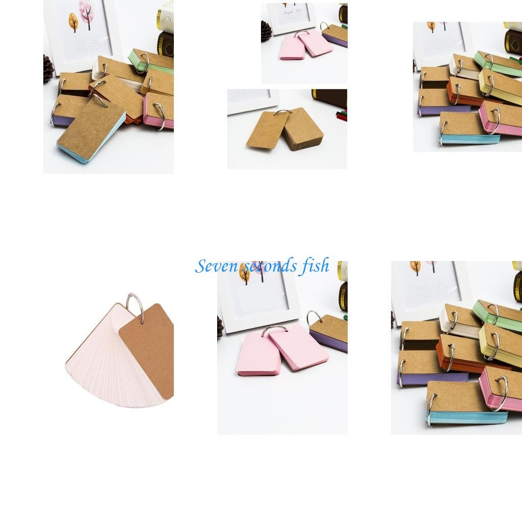 

L74B 50 Sheets Index Cards 3.5x2Inch Punched Note Cards Revision Card Unruled Study Card with Binder Rings for School Study