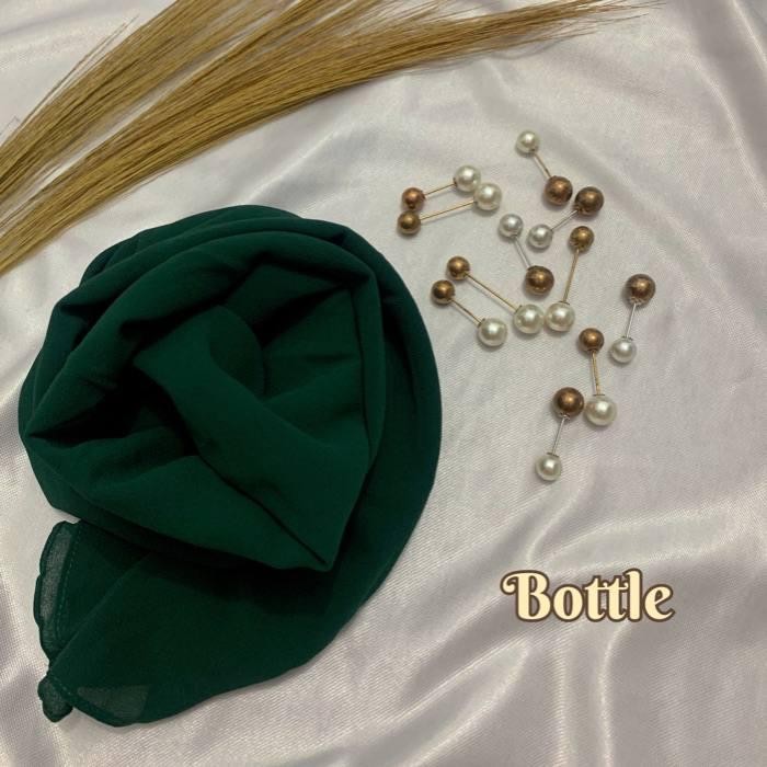 [New Collection] Pashmina Ceruty Baby Doll Premium 180x75 Hijab Wanita Bermacam Warna - Hijau botol