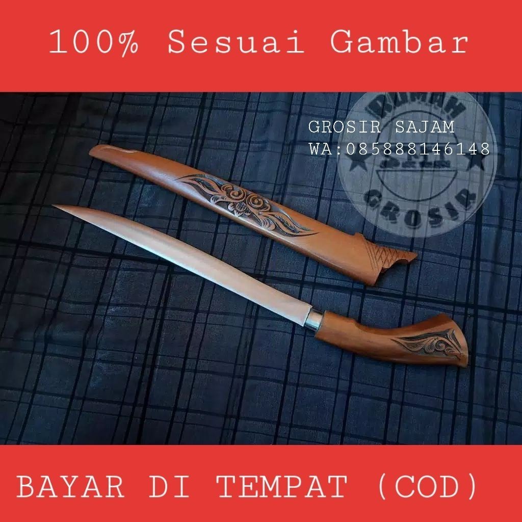 (markas) COD golok sembelih super tajam pisau jagal ukiran rasamala-asli Baja Per