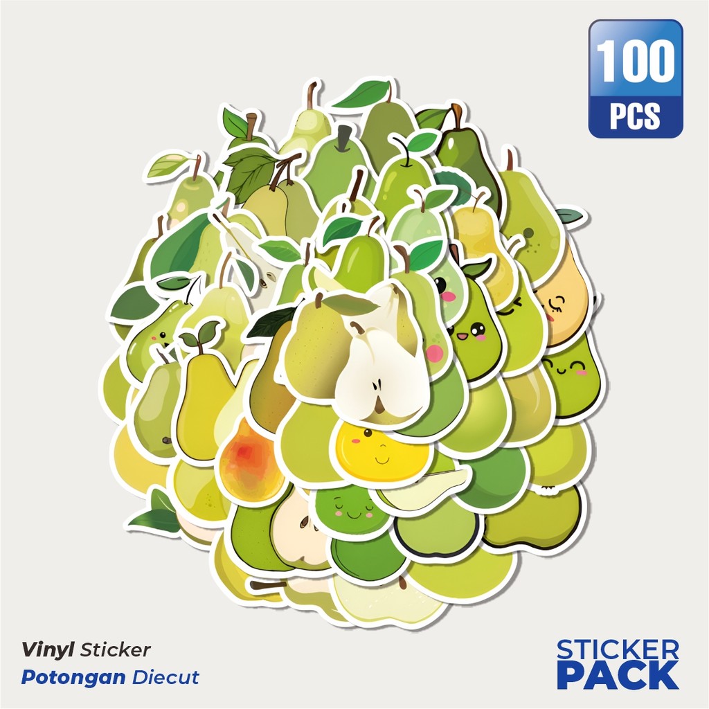 

Super Hemat! 100 PCS Stiker Cute Fruit Pear [Buah Pir] Waterproof Aesthetic- Untuk Laptop, Motor, dan Helm - Paper Stationery Pack
