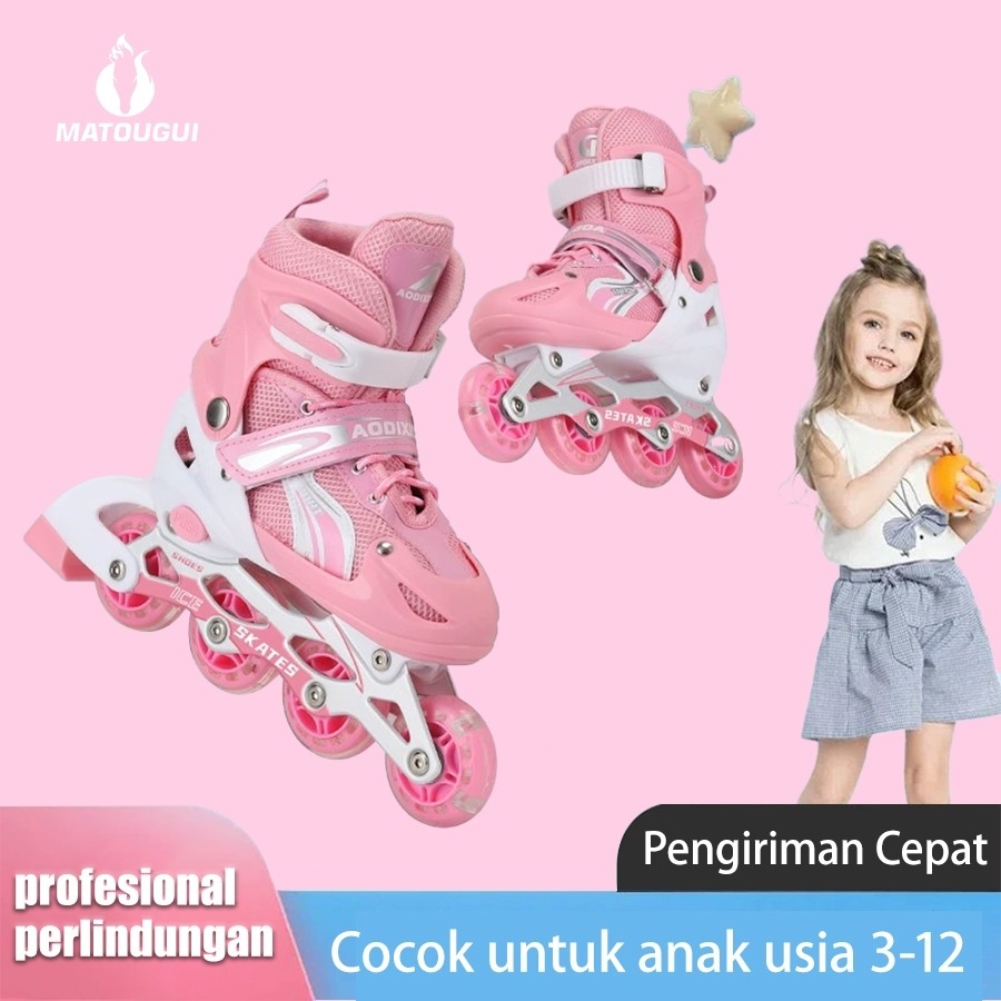 MATOUGUI sepatu anak perempuan/sepatu roda anak perempuan/sepatu roda/sepatu roda dewasaa.