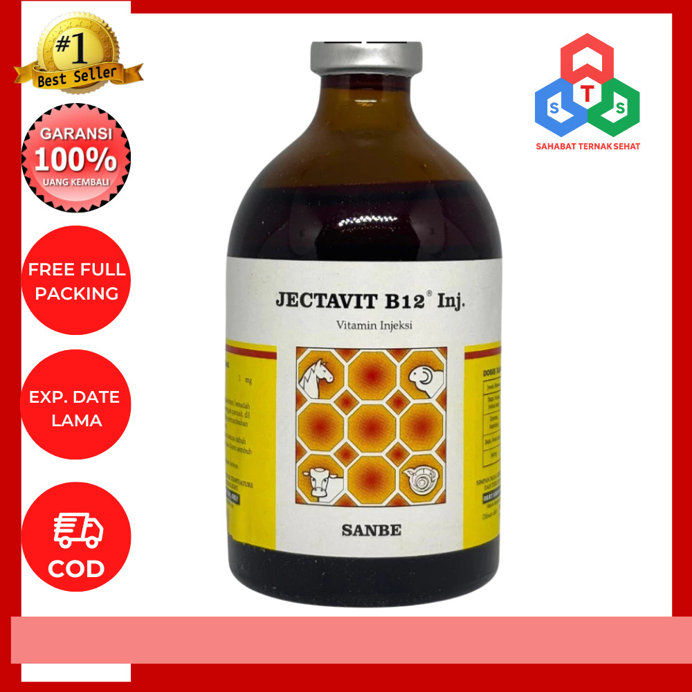 JECTAVIT B12 100 ml Vitamin B12 Injeksi Sapi Kuda Babi Kambing Domba