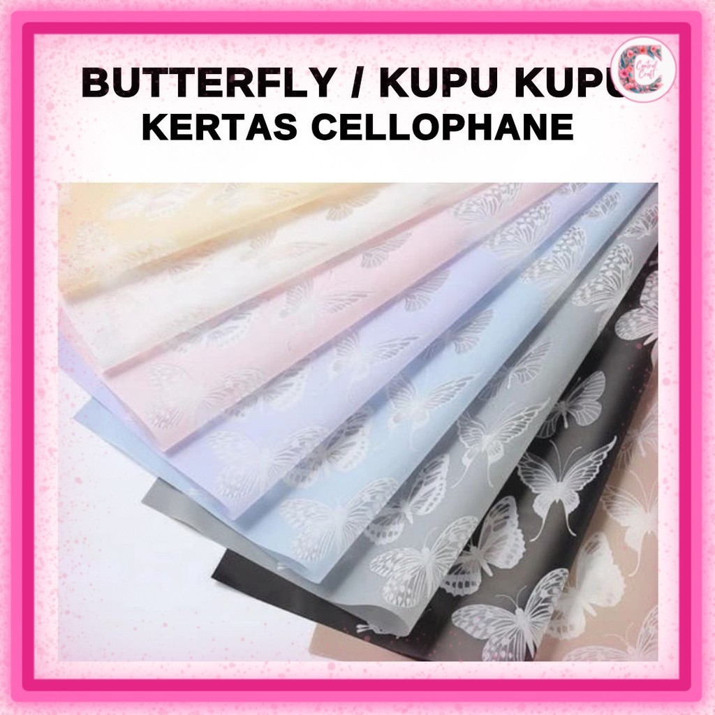 

(20 LEMBAR) BUTTERFLY KUPU KUPU - Flower Wrapping Cellophane / Kertas Buket Bunga Hand Bouquet