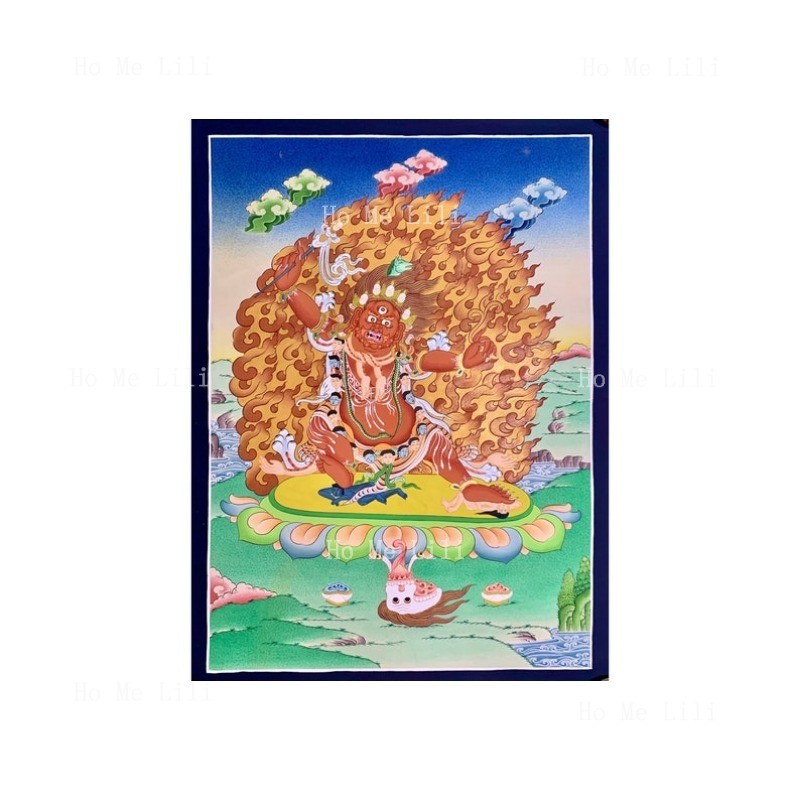 

Rare One Faced Thangka Painted Original Hayagriva Wrathful Form Of Vajrasattva Dharma Protector Tamdin Art Canvas Print Poster
