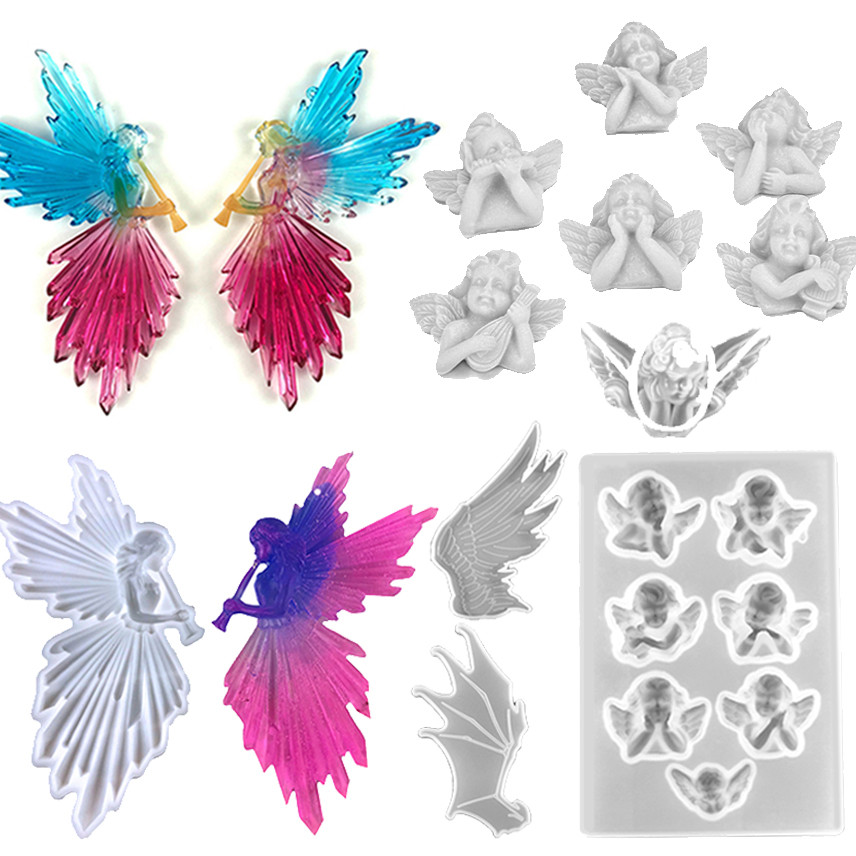 

New Angel Devil Wing Moon Silicone Mold UV Epoxy Resin Casting Mould For DIY Crafts Pendant Decoration Jewelry Making Tools