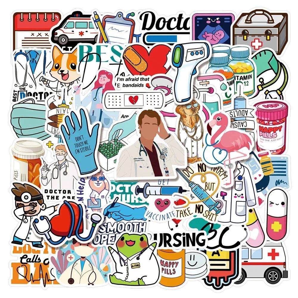 

10/30/50PCS Cartoon Doctor Occupational Creative Graffiti Sticker Bicycle Scooter Helmet Laptop Cup Notebook Computer Wholesale