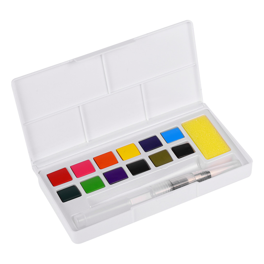 

Watercolor Paint Set Kids Watercolors Kit Portable Painting Supplies 24 Colors Solid Pigment Travel Sketch Art Gift