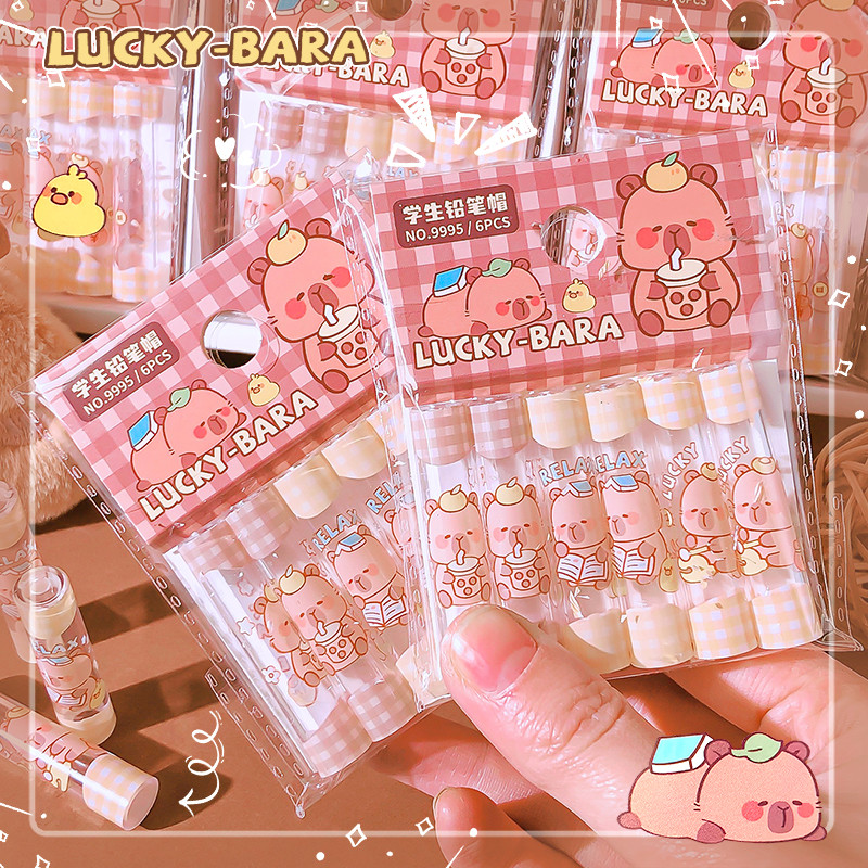 

kawaii stationery items pencil stopper pen sleeve pencil toppers Pencil protector cap cute capybara Pencil cap pencil cover